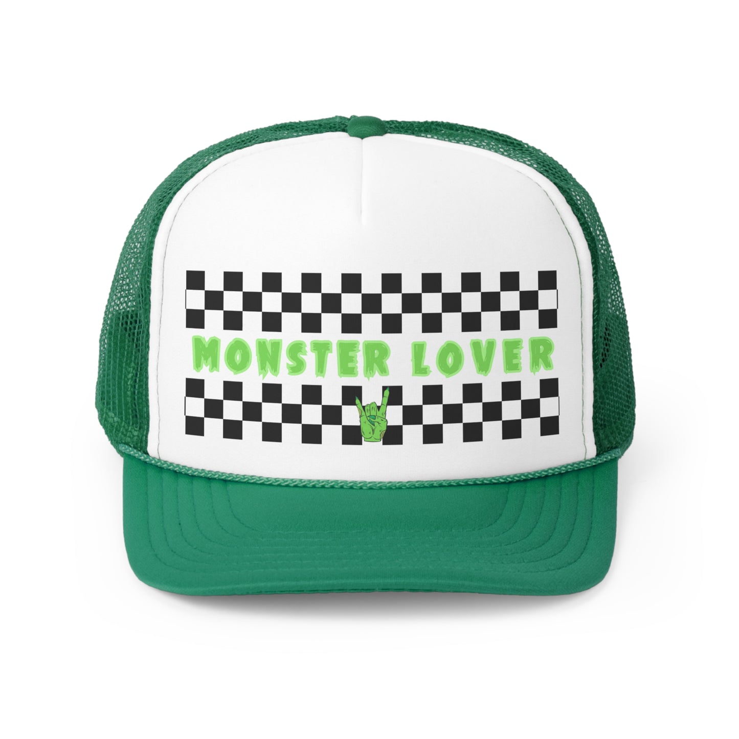 Checker Monster Lover Trucker Caps