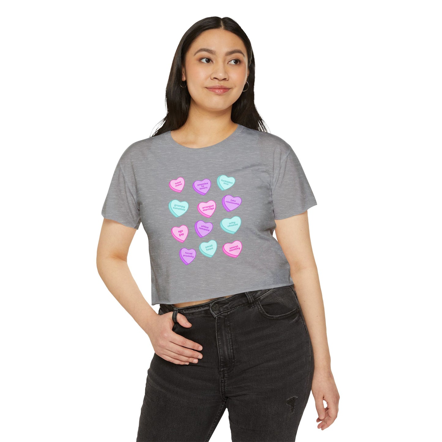Candy Hearts Tropes Women's Festival Crop Top