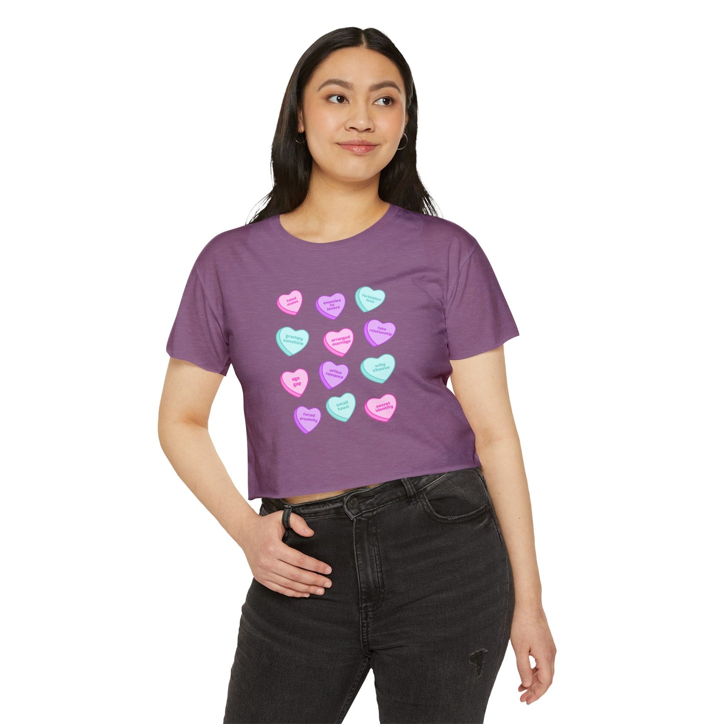 Candy Hearts Tropes Women's Festival Crop Top