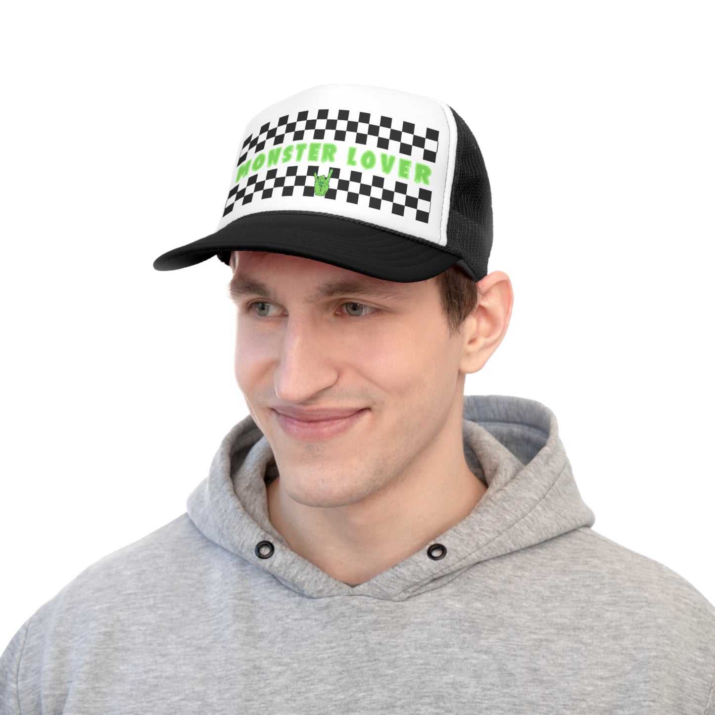 Checker Monster Lover Trucker Caps