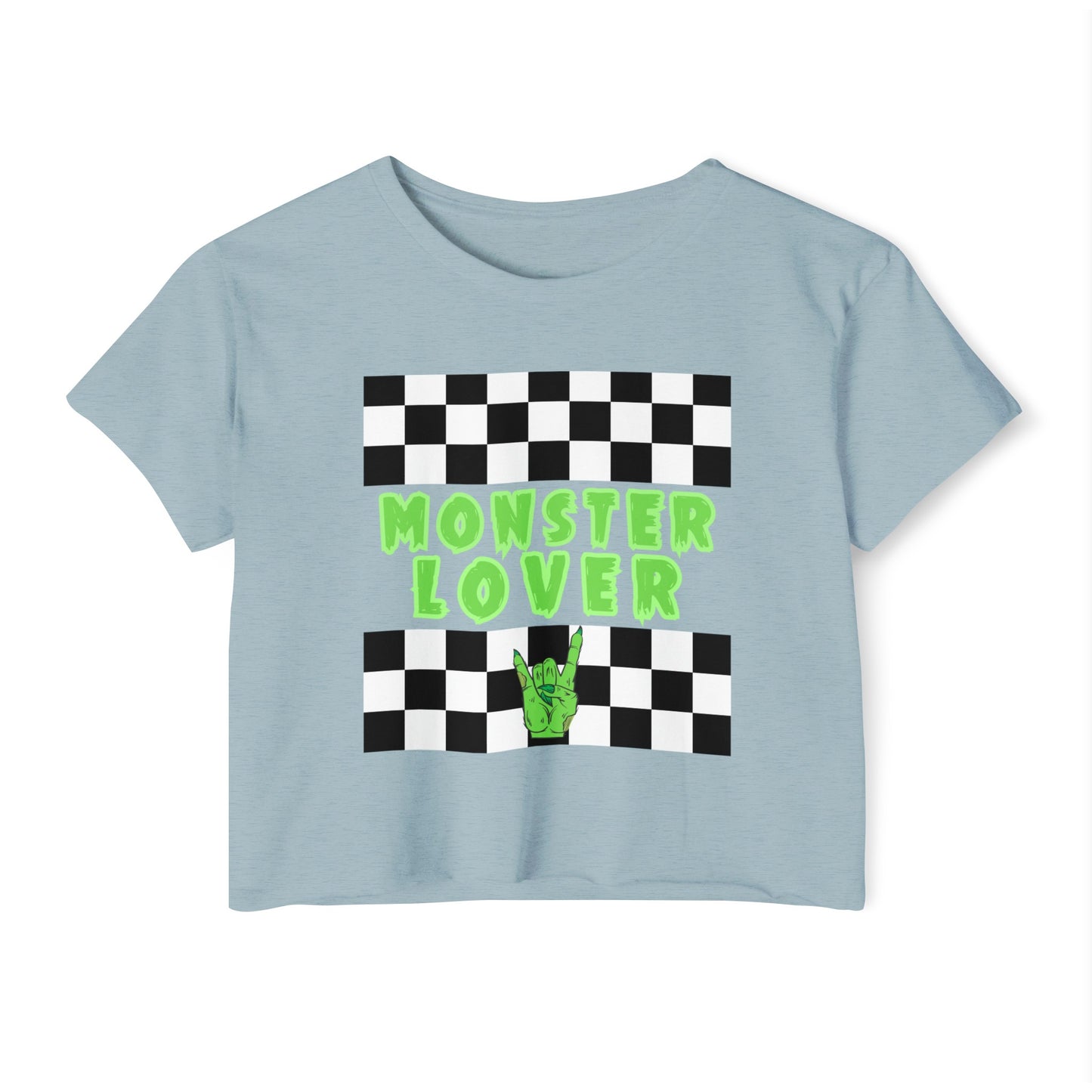 Checker Monster Lover Women's Festival Crop Top