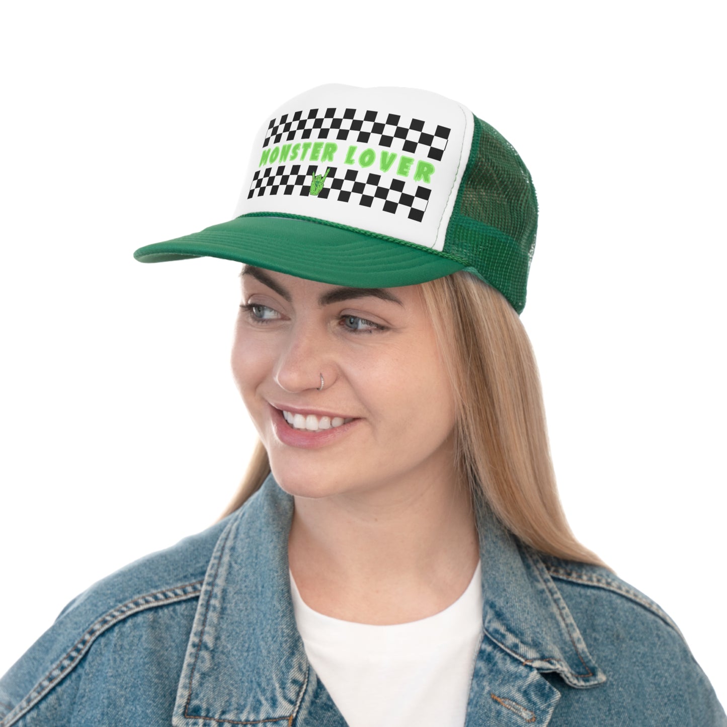 Checker Monster Lover Trucker Caps