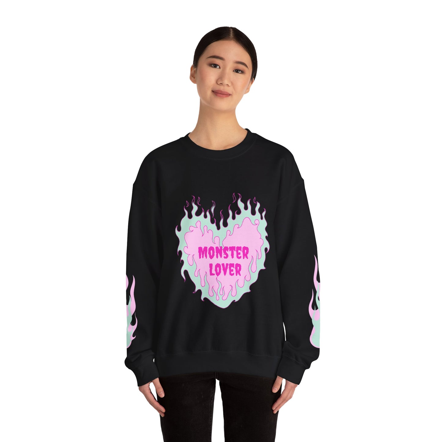 Monster Lover Flames Unisex Heavy Blend™ Crewneck Sweatshirt
