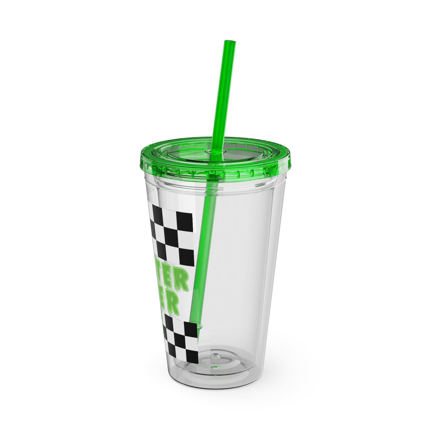 Checker Monster Lover Sunsplash Tumbler with Straw, 16oz