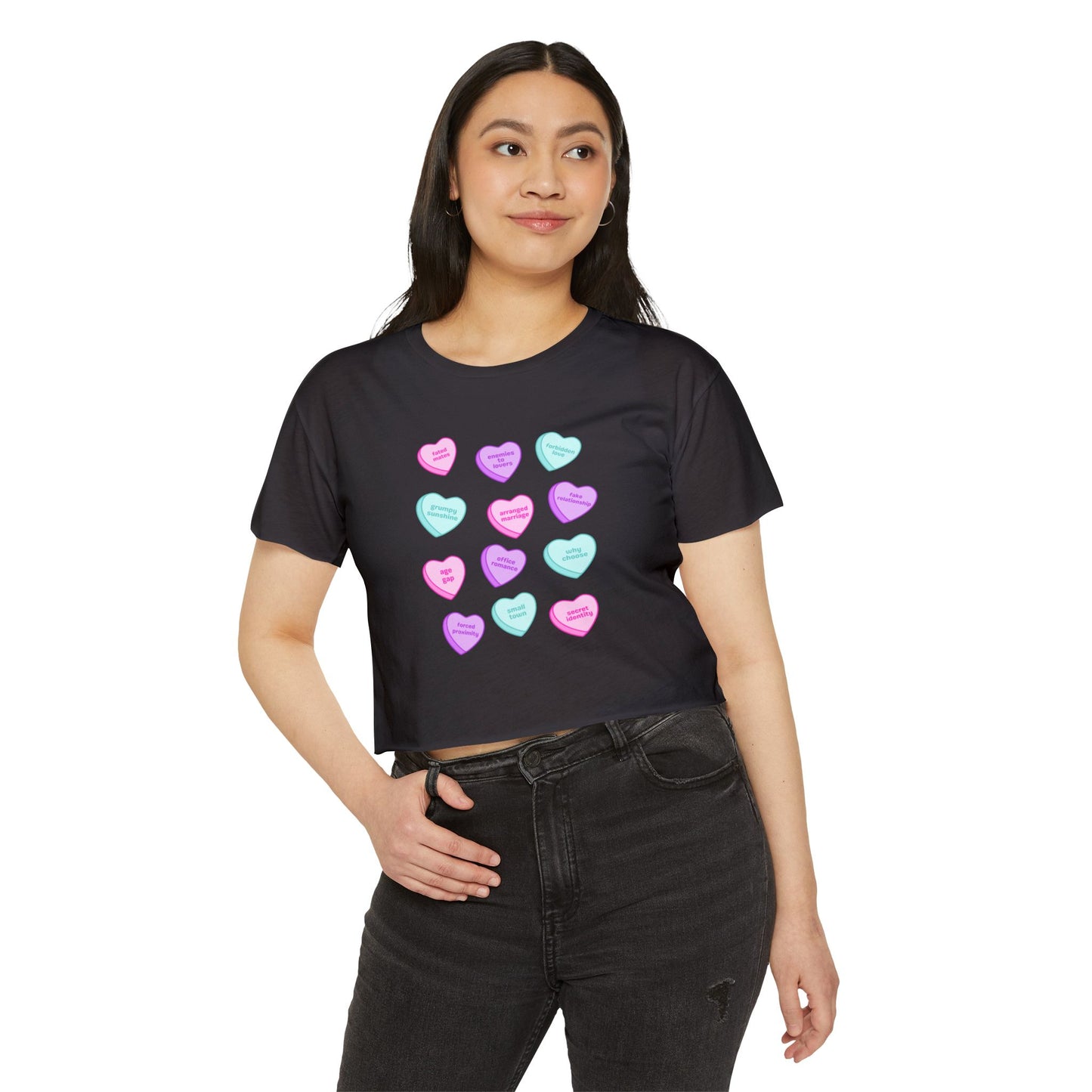 Candy Hearts Tropes Women's Festival Crop Top