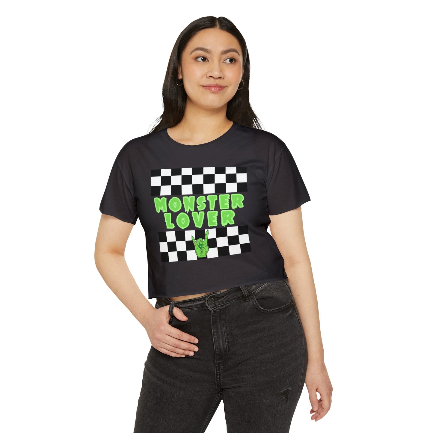 Checker Monster Lover Women's Festival Crop Top