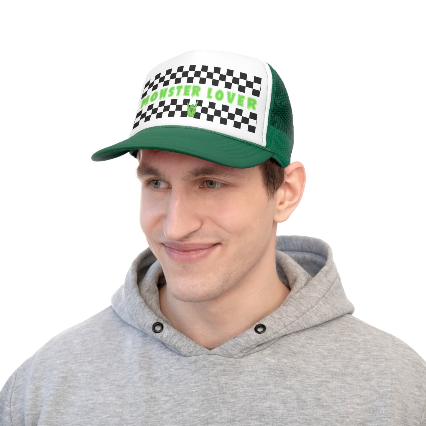 Checker Monster Lover Trucker Caps