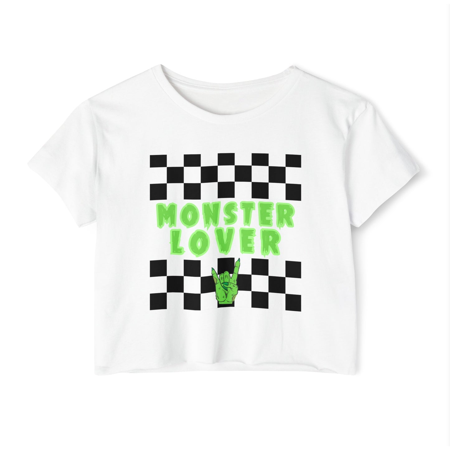 Checker Monster Lover Women's Festival Crop Top