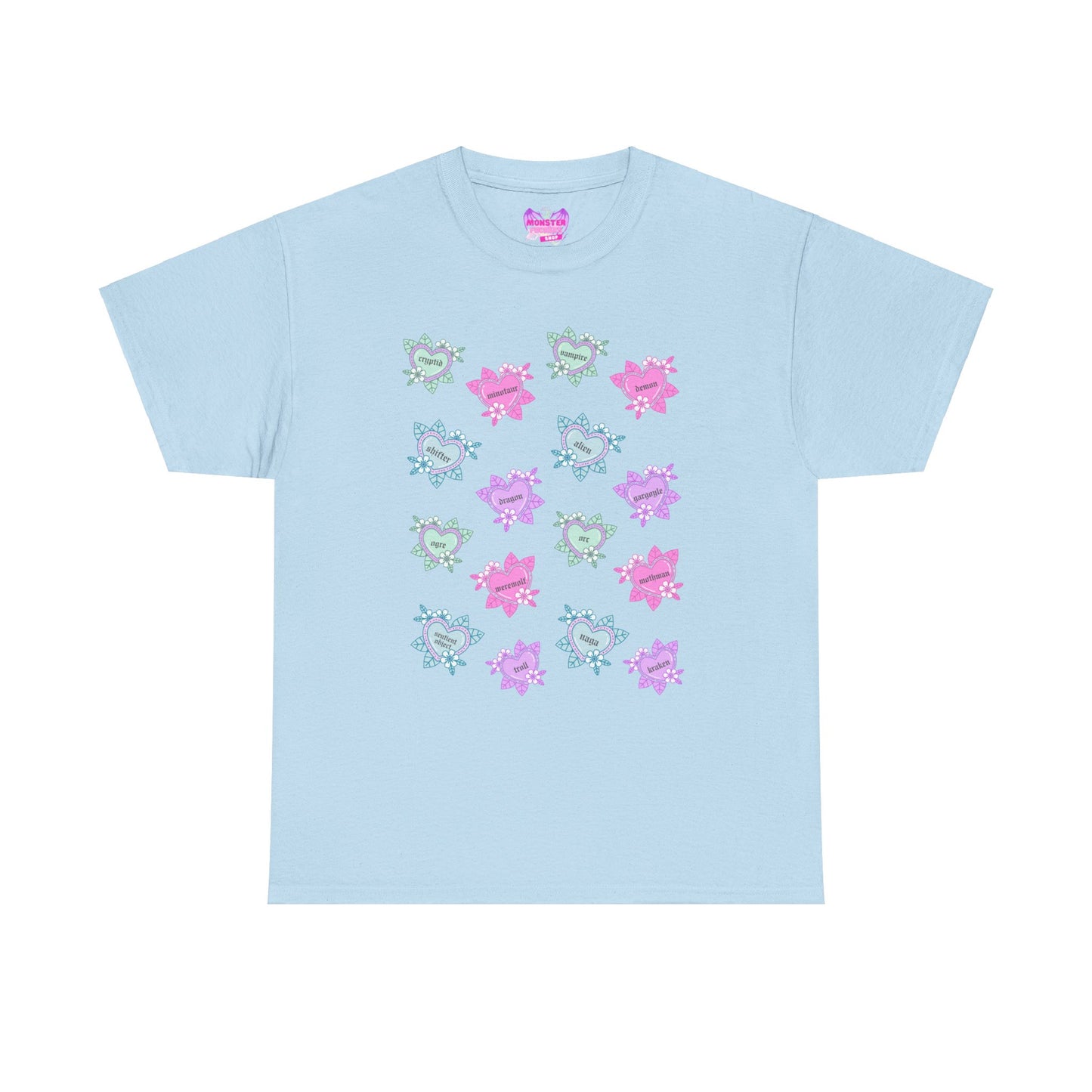 Monster Tattoo Hearts Unisex Heavy Cotton Tee