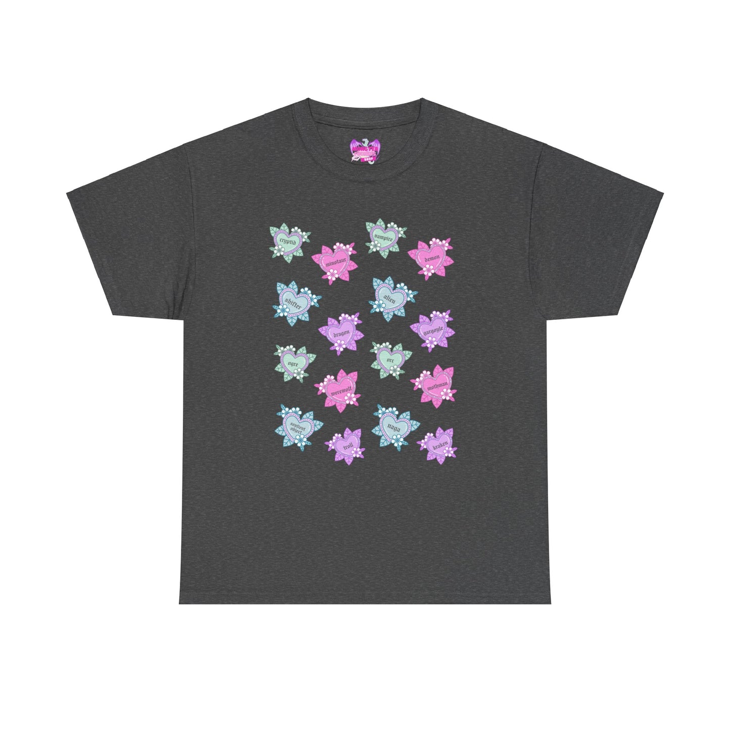 Monster Tattoo Hearts Unisex Heavy Cotton Tee