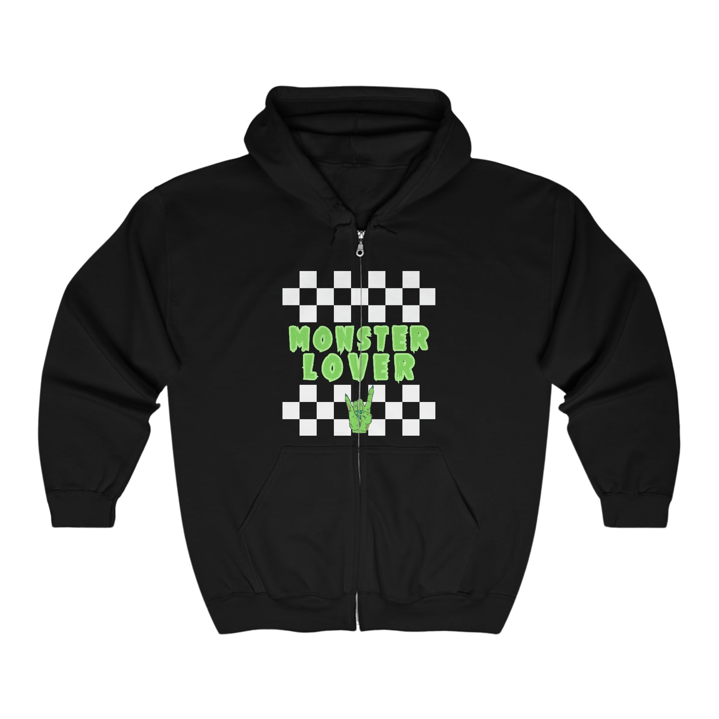 Checker Monster Lover Unisex Heavy Blend™ Full Zip Hooded Sweatshirt