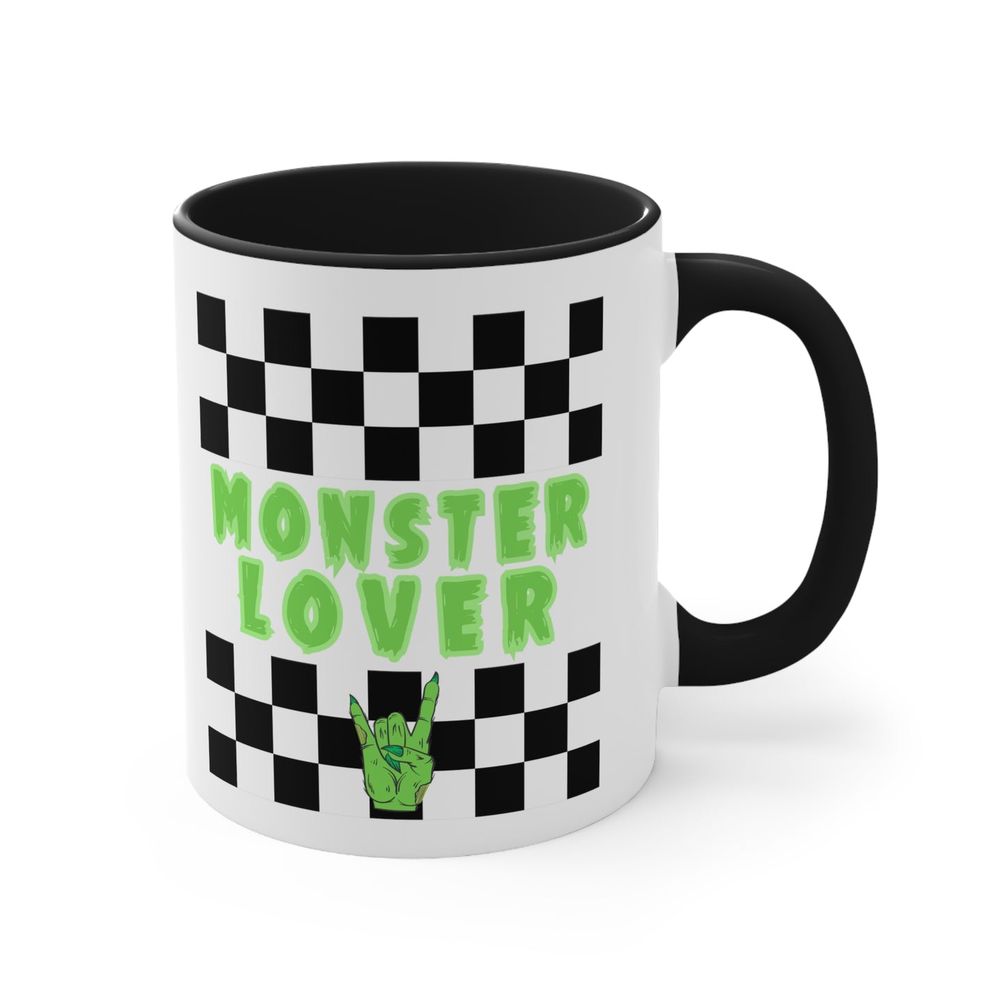 Checker Monster Lover Accent Coffee Mug, 11oz