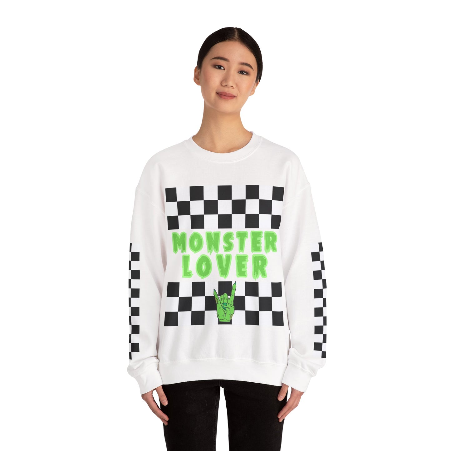 Checker Monster Lover Unisex Heavy Blend™ Crewneck Sweatshirt