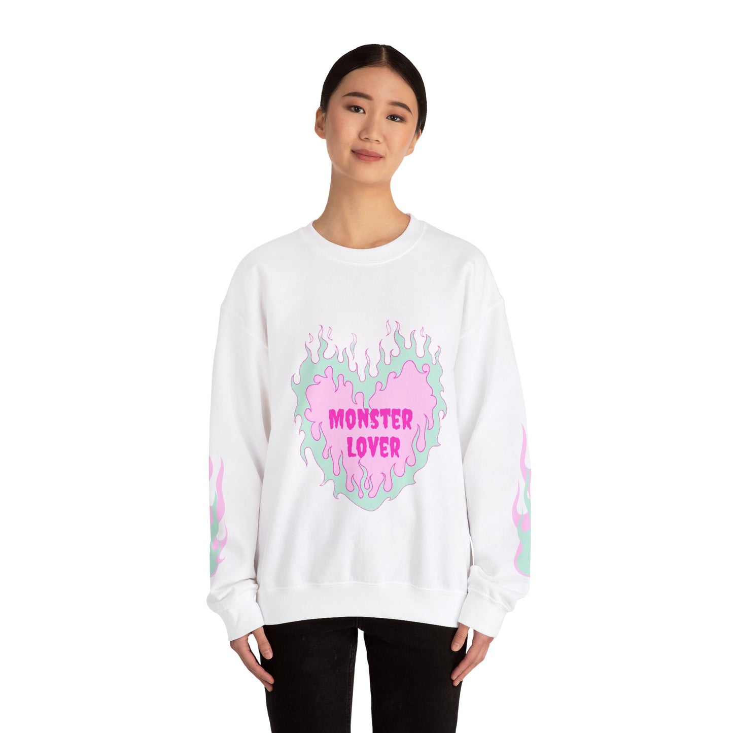 Monster Lover Flames Unisex Heavy Blend™ Crewneck Sweatshirt