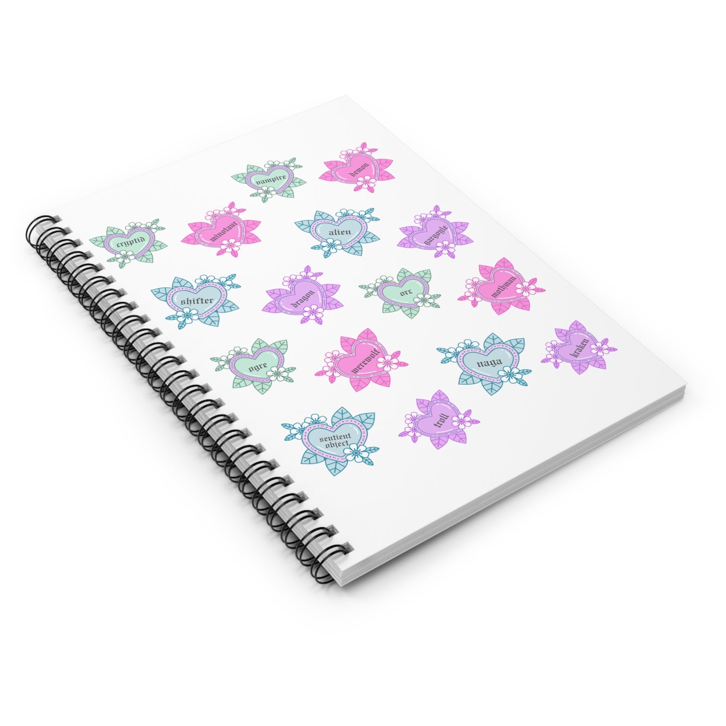 Tattoo Hearts Spiral Notebook - Ruled Line