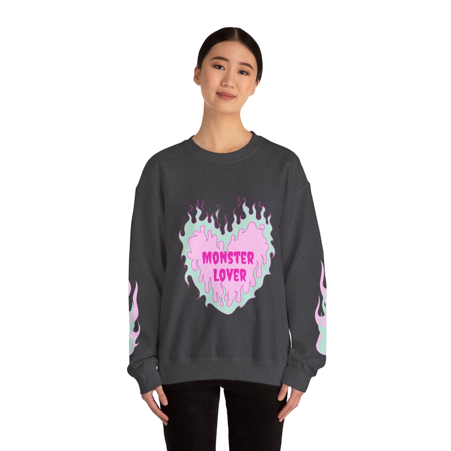 Monster Lover Flames Unisex Heavy Blend™ Crewneck Sweatshirt