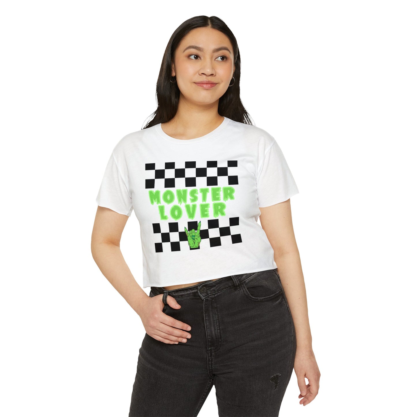 Checker Monster Lover Women's Festival Crop Top