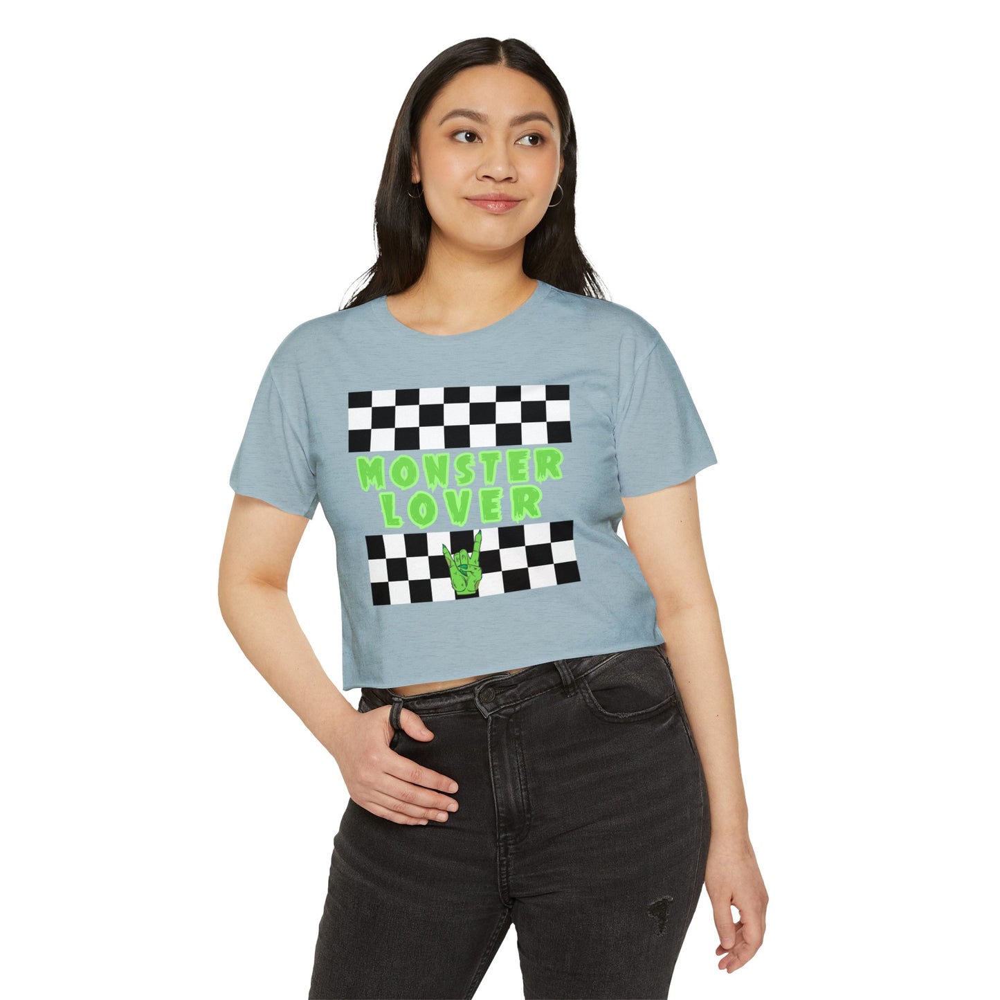 Checker Monster Lover Women's Festival Crop Top