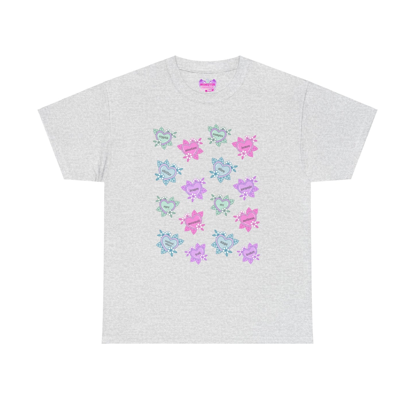 Monster Tattoo Hearts Unisex Heavy Cotton Tee