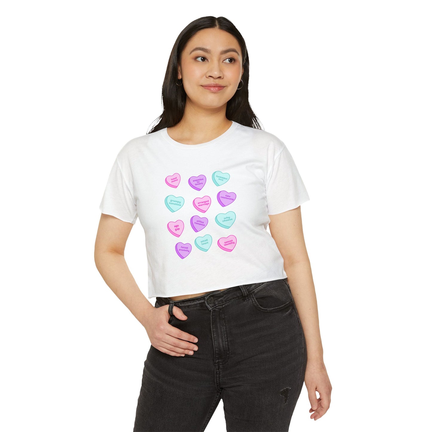 Candy Hearts Tropes Women's Festival Crop Top
