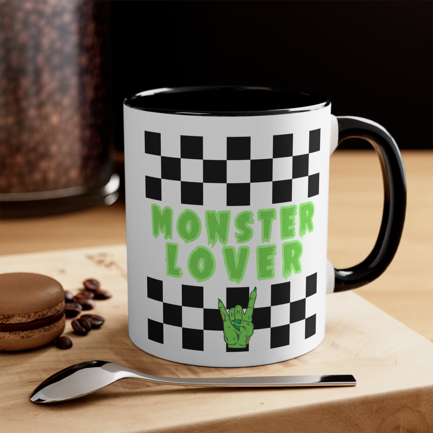 Checker Monster Lover Accent Coffee Mug, 11oz