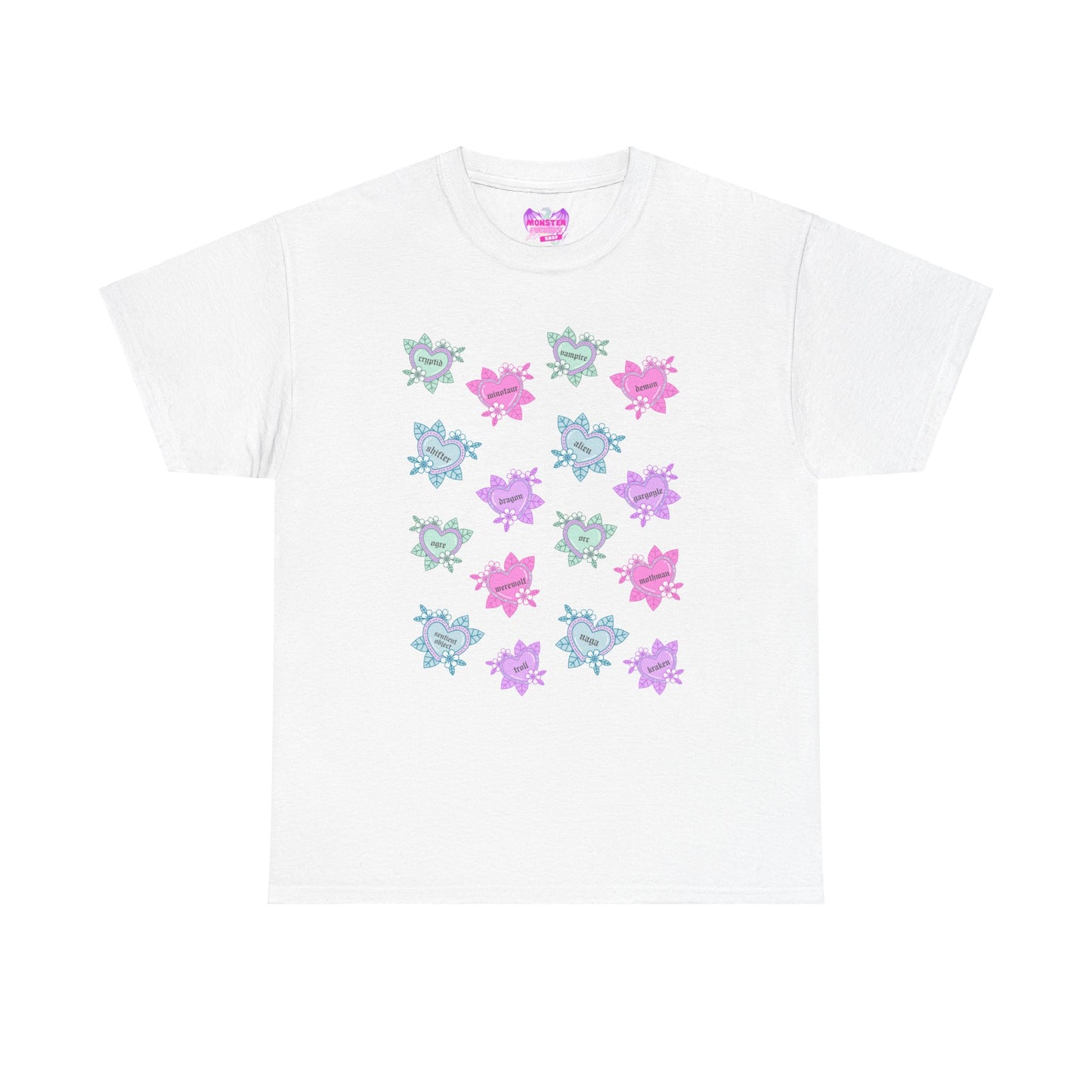 Monster Tattoo Hearts Unisex Heavy Cotton Tee