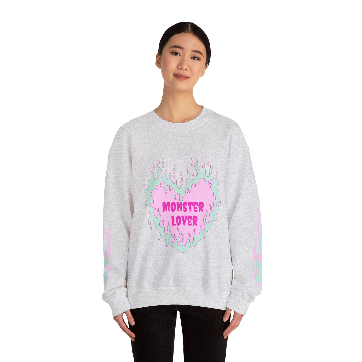 Monster Lover Flames Unisex Heavy Blend™ Crewneck Sweatshirt
