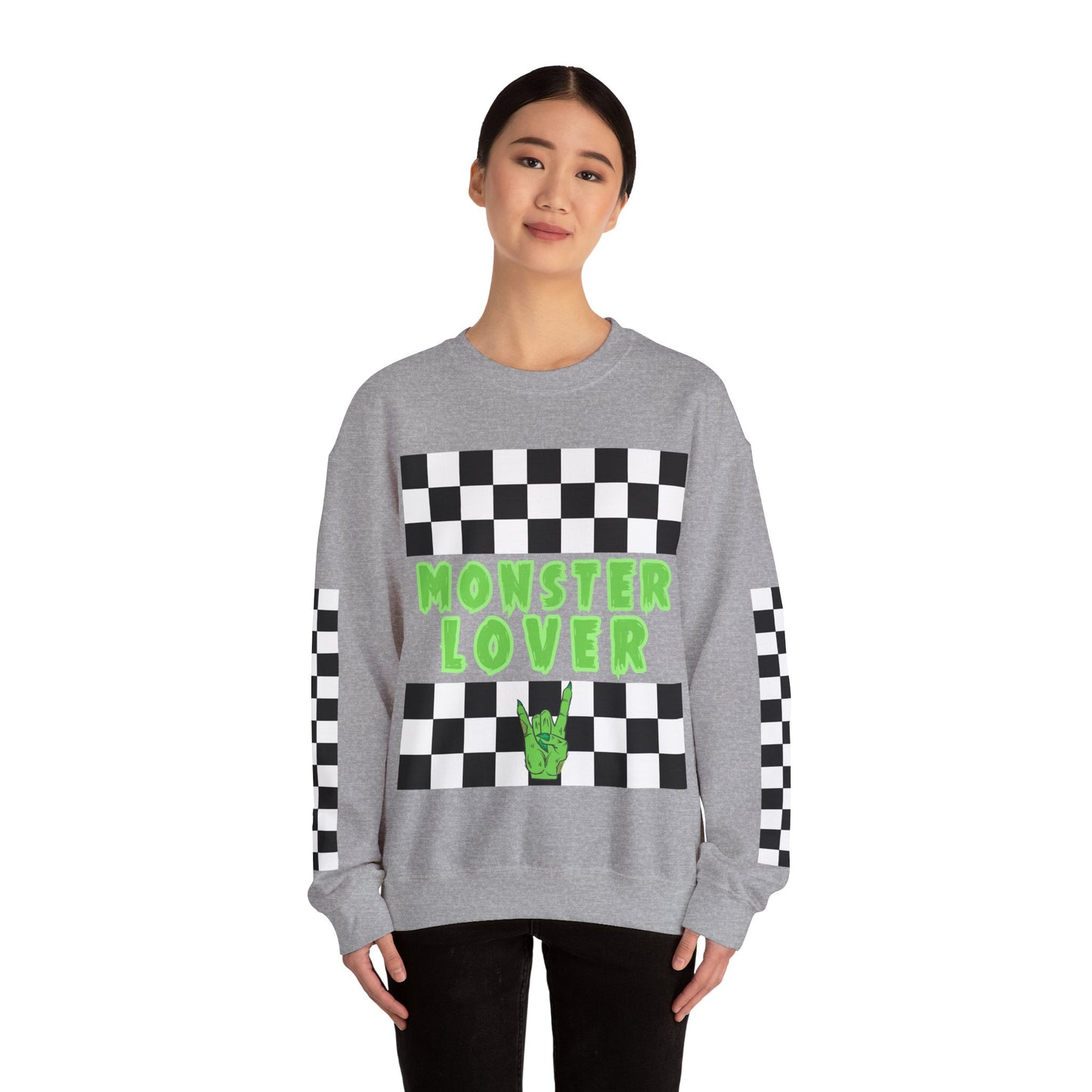Checker Monster Lover Unisex Heavy Blend™ Crewneck Sweatshirt