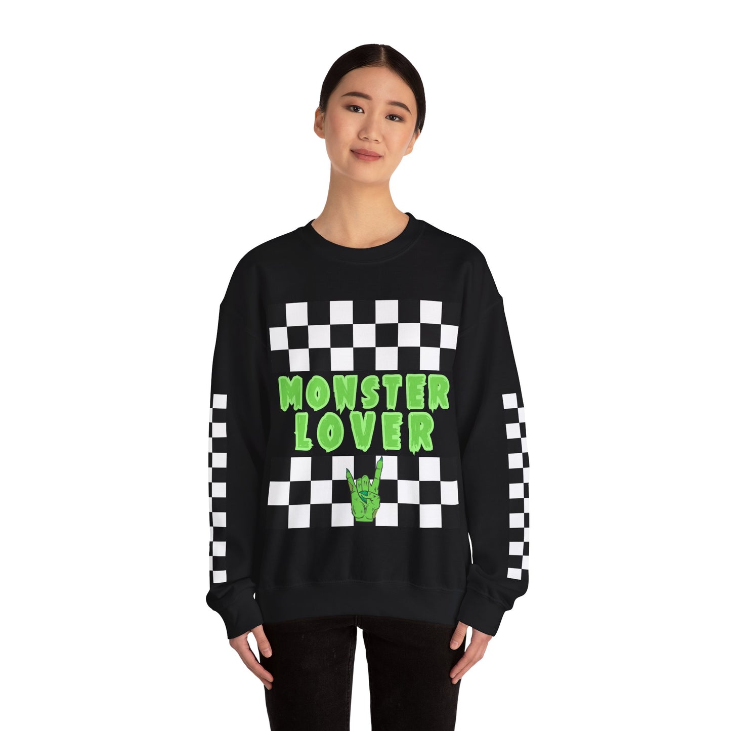 Checker Monster Lover Unisex Heavy Blend™ Crewneck Sweatshirt