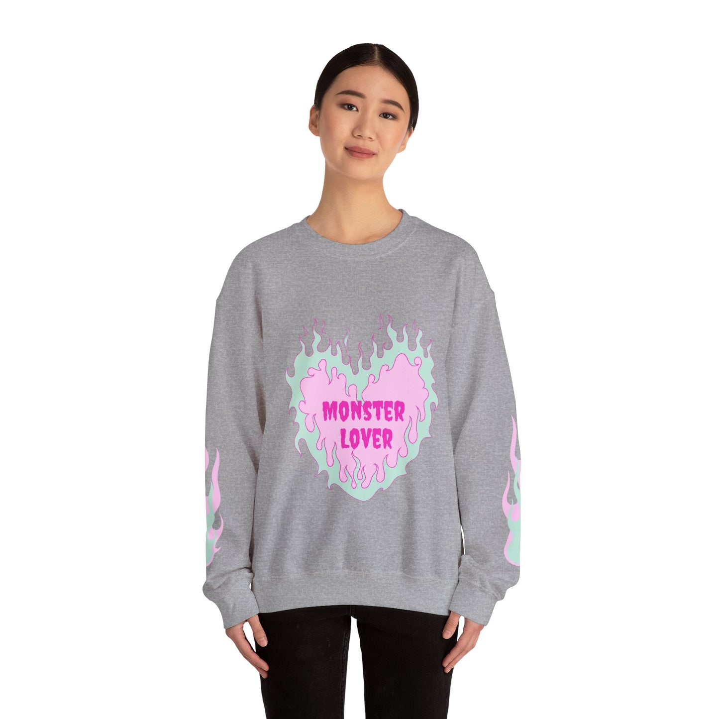 Monster Lover Flames Unisex Heavy Blend™ Crewneck Sweatshirt