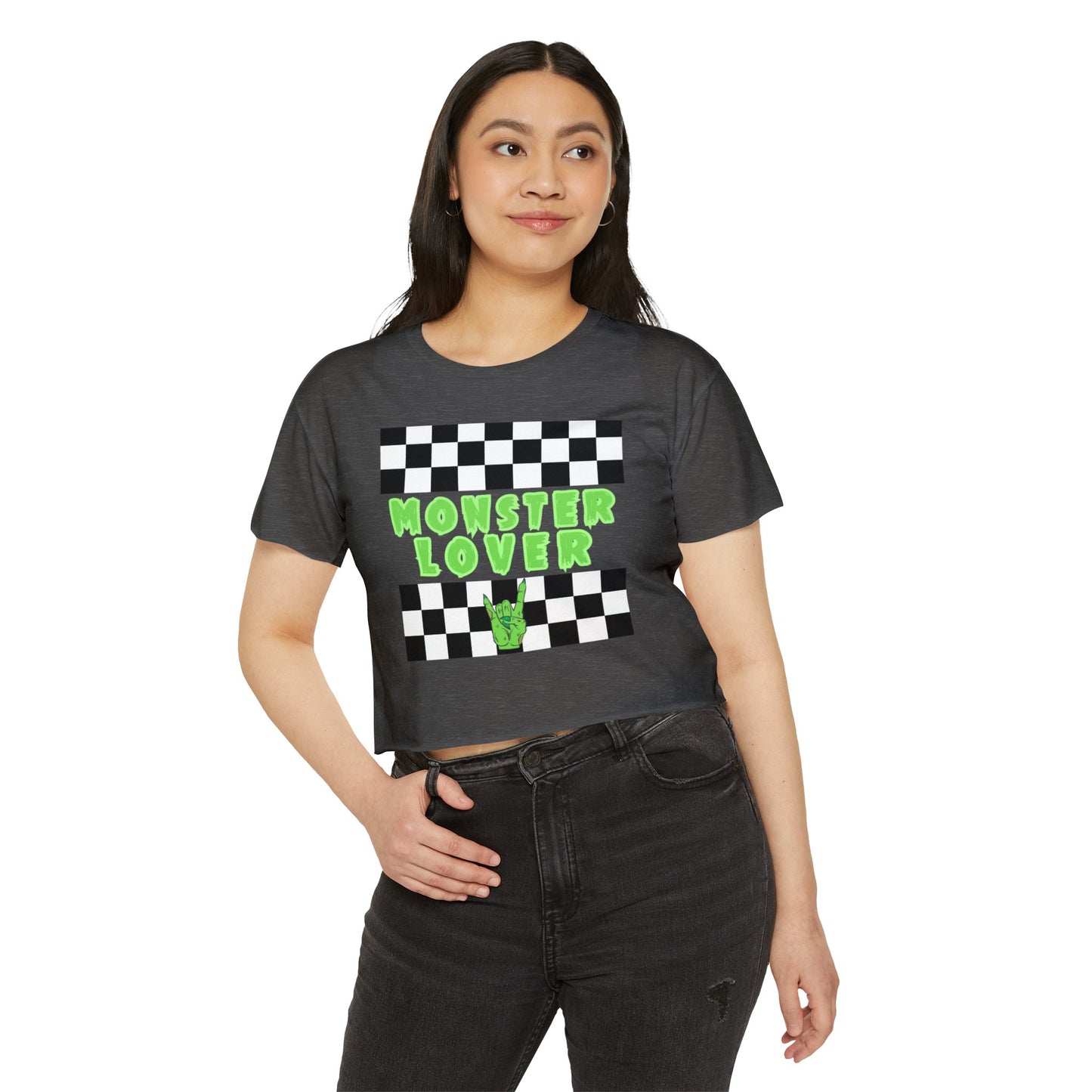 Checker Monster Lover Women's Festival Crop Top