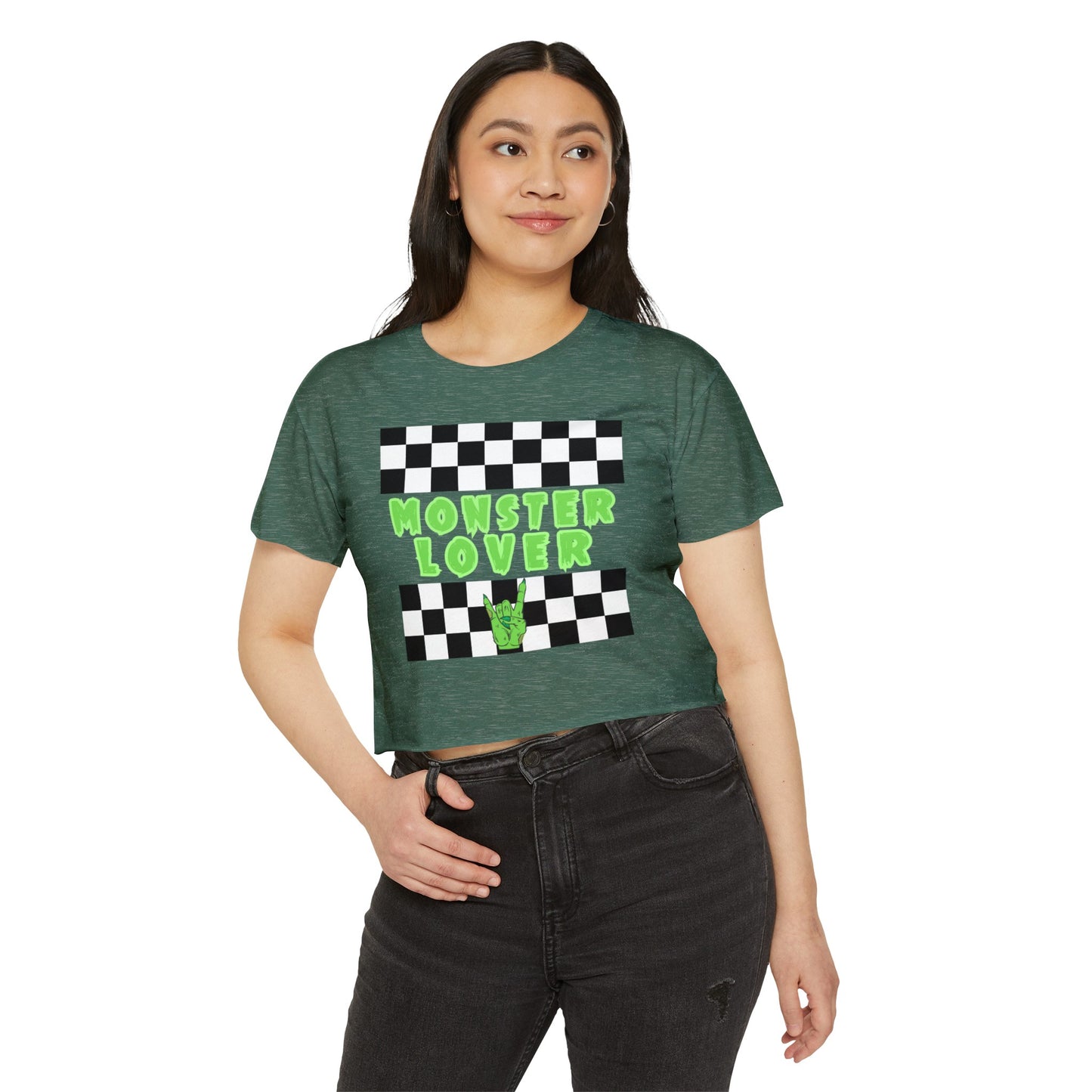 Checker Monster Lover Women's Festival Crop Top