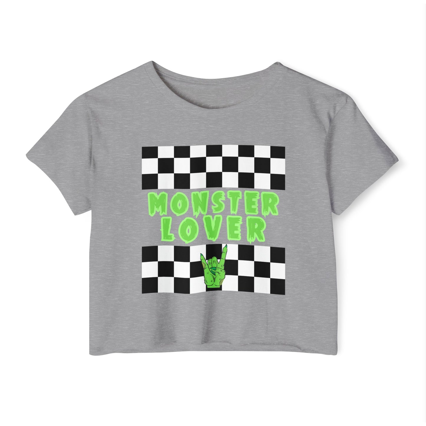 Checker Monster Lover Women's Festival Crop Top