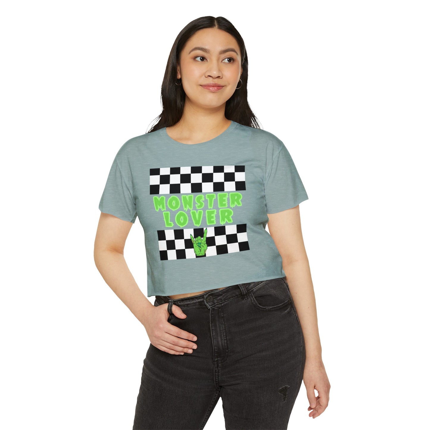 Checker Monster Lover Women's Festival Crop Top