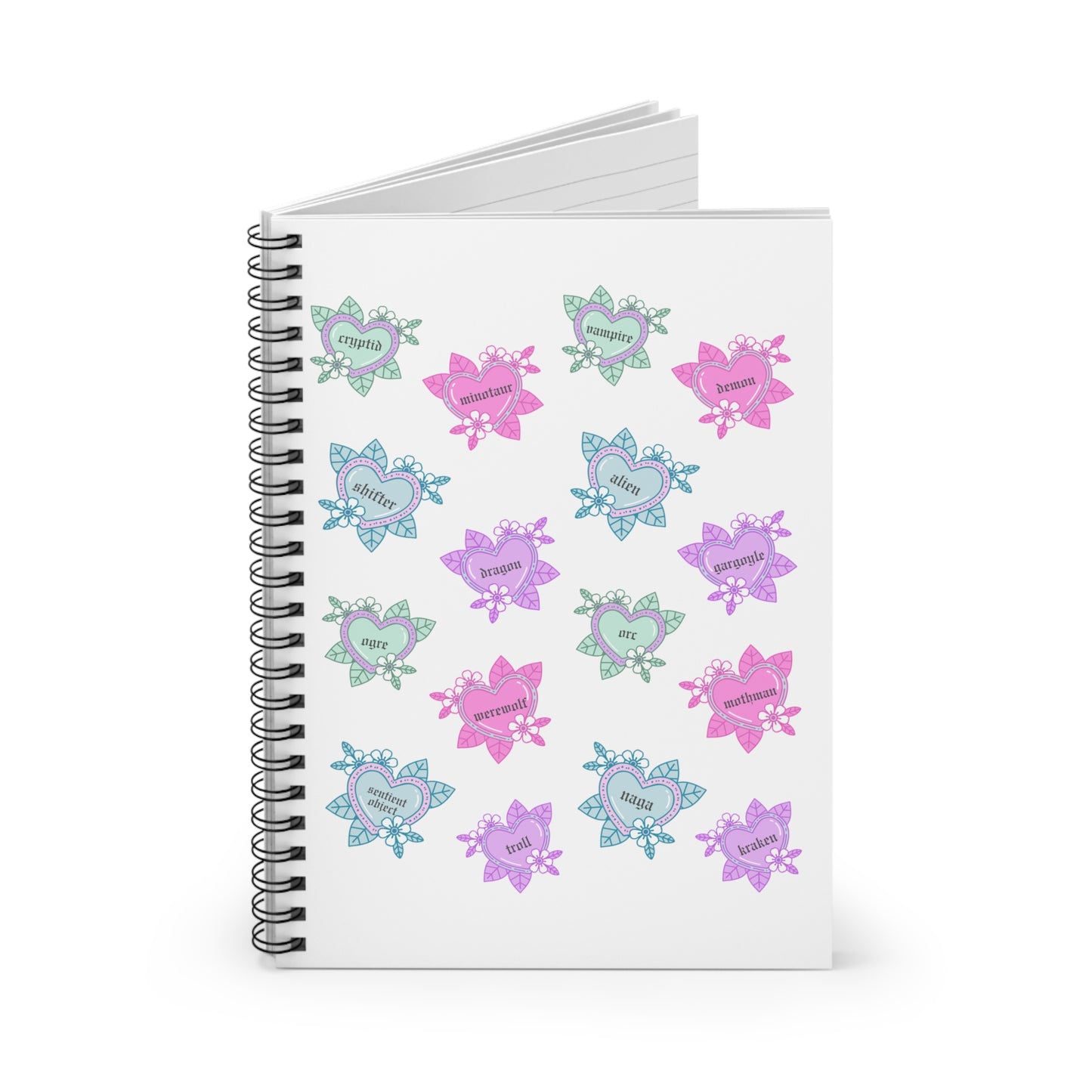Tattoo Hearts Spiral Notebook - Ruled Line