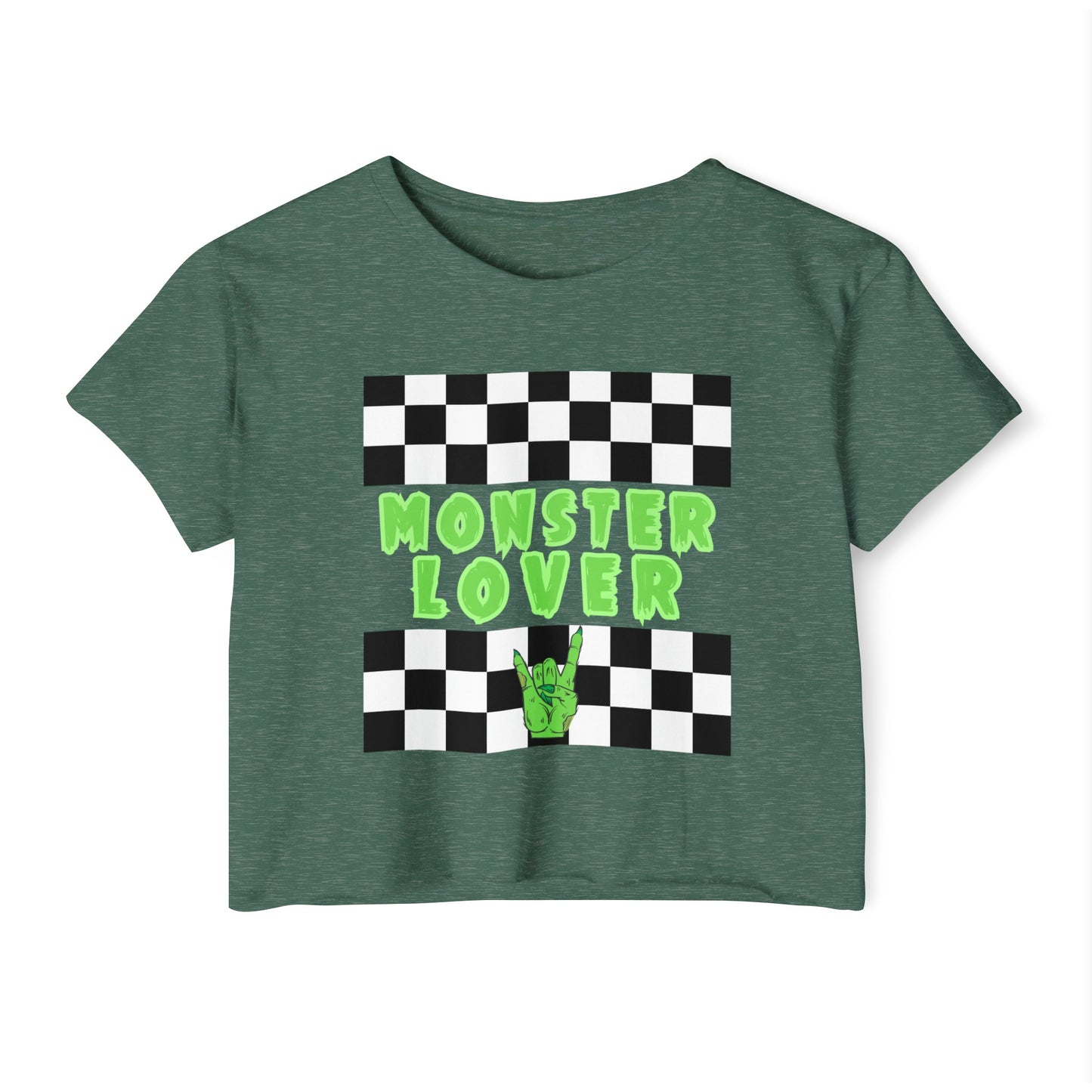 Checker Monster Lover Women's Festival Crop Top