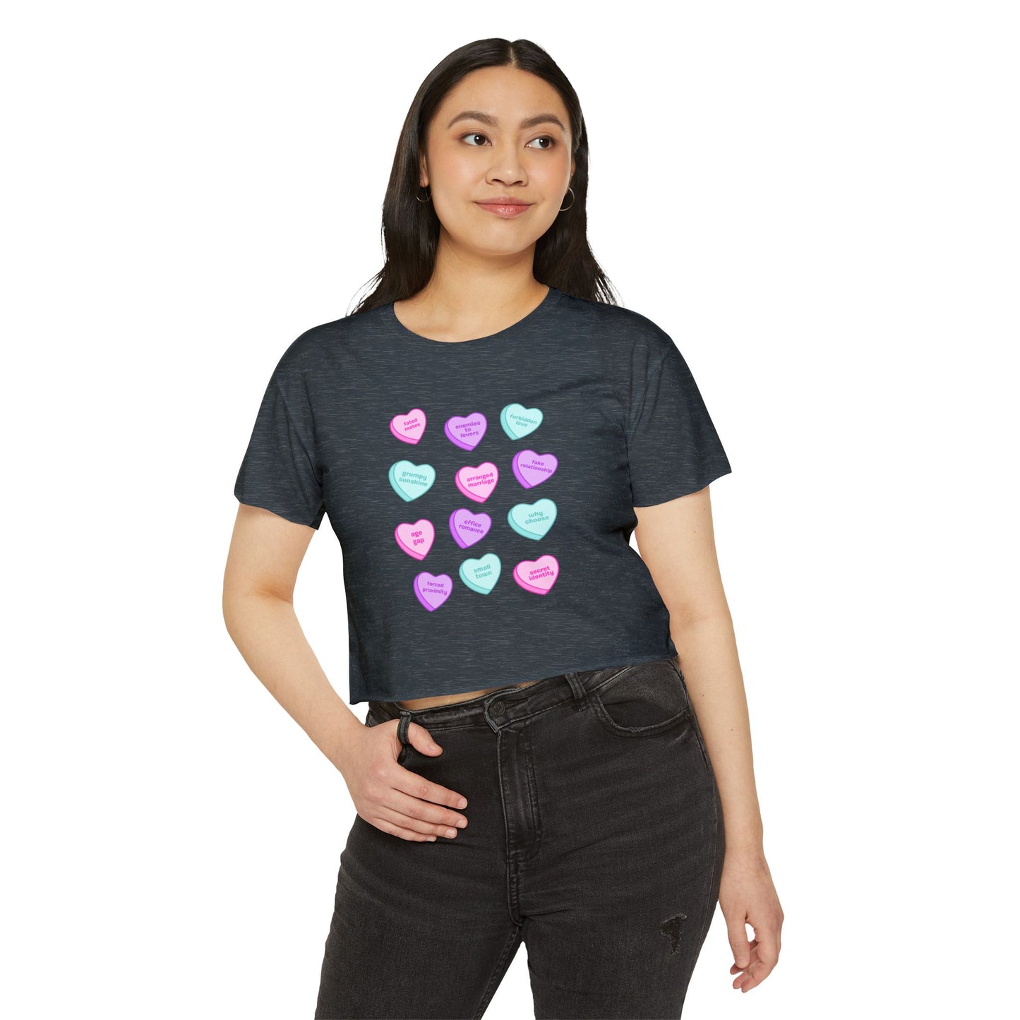 Candy Hearts Tropes Women's Festival Crop Top