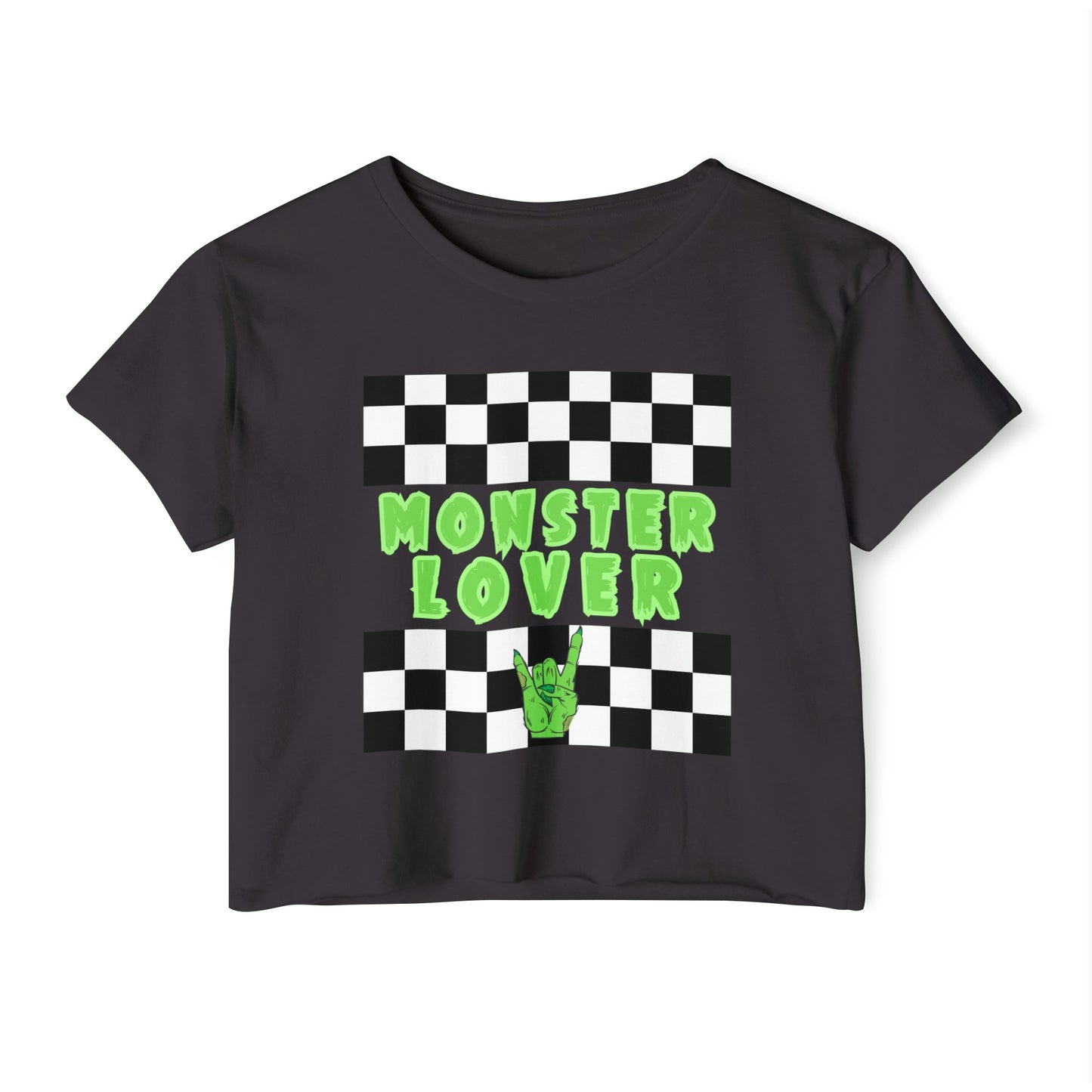 Checker Monster Lover Women's Festival Crop Top