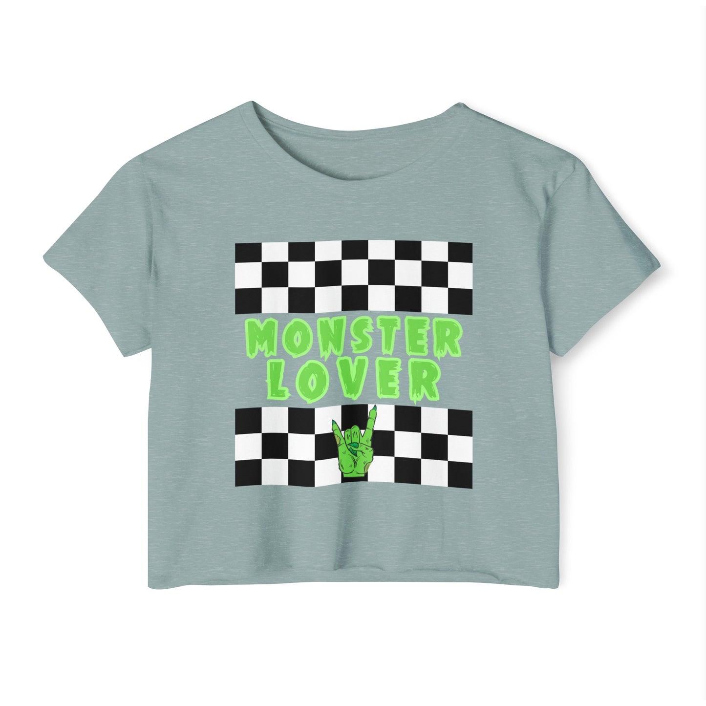 Checker Monster Lover Women's Festival Crop Top