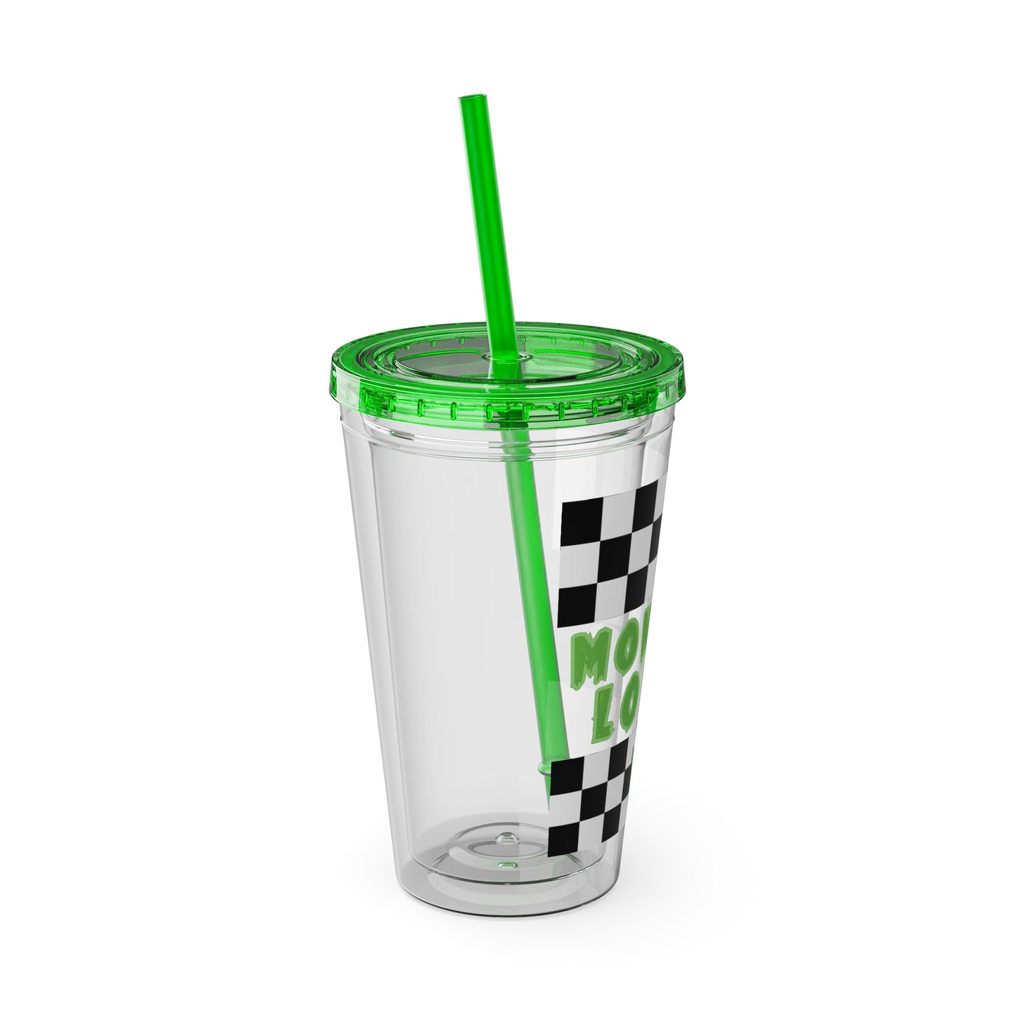 Checker Monster Lover Sunsplash Tumbler with Straw, 16oz
