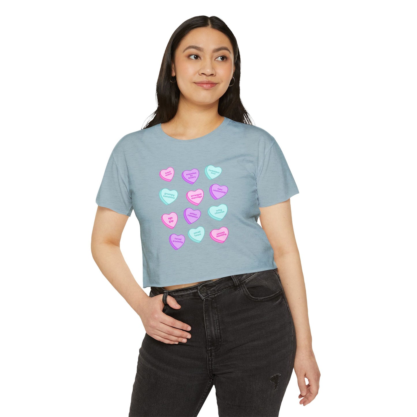 Candy Hearts Tropes Women's Festival Crop Top