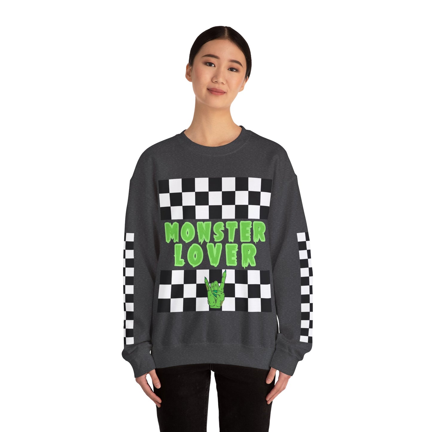 Checker Monster Lover Unisex Heavy Blend™ Crewneck Sweatshirt