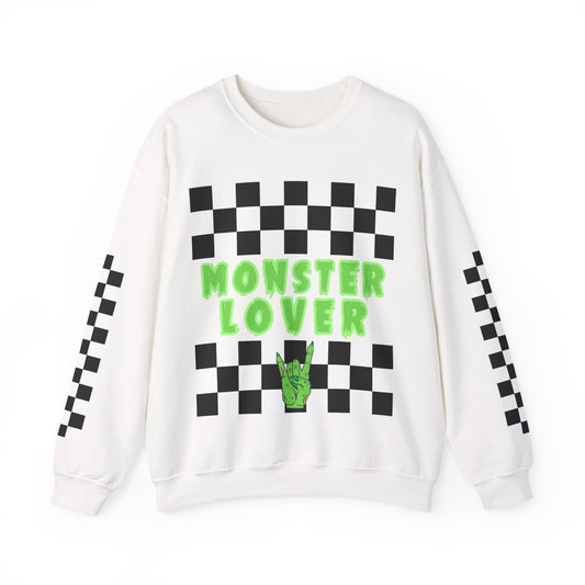 Checker Monster Lover Unisex Heavy Blend™ Crewneck Sweatshirt