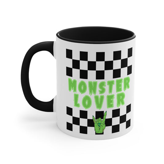 Checker Monster Lover Accent Coffee Mug, 11oz
