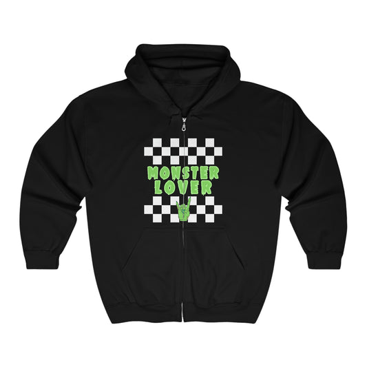 Checker Monster Lover Unisex Heavy Blend™ Full Zip Hooded Sweatshirt