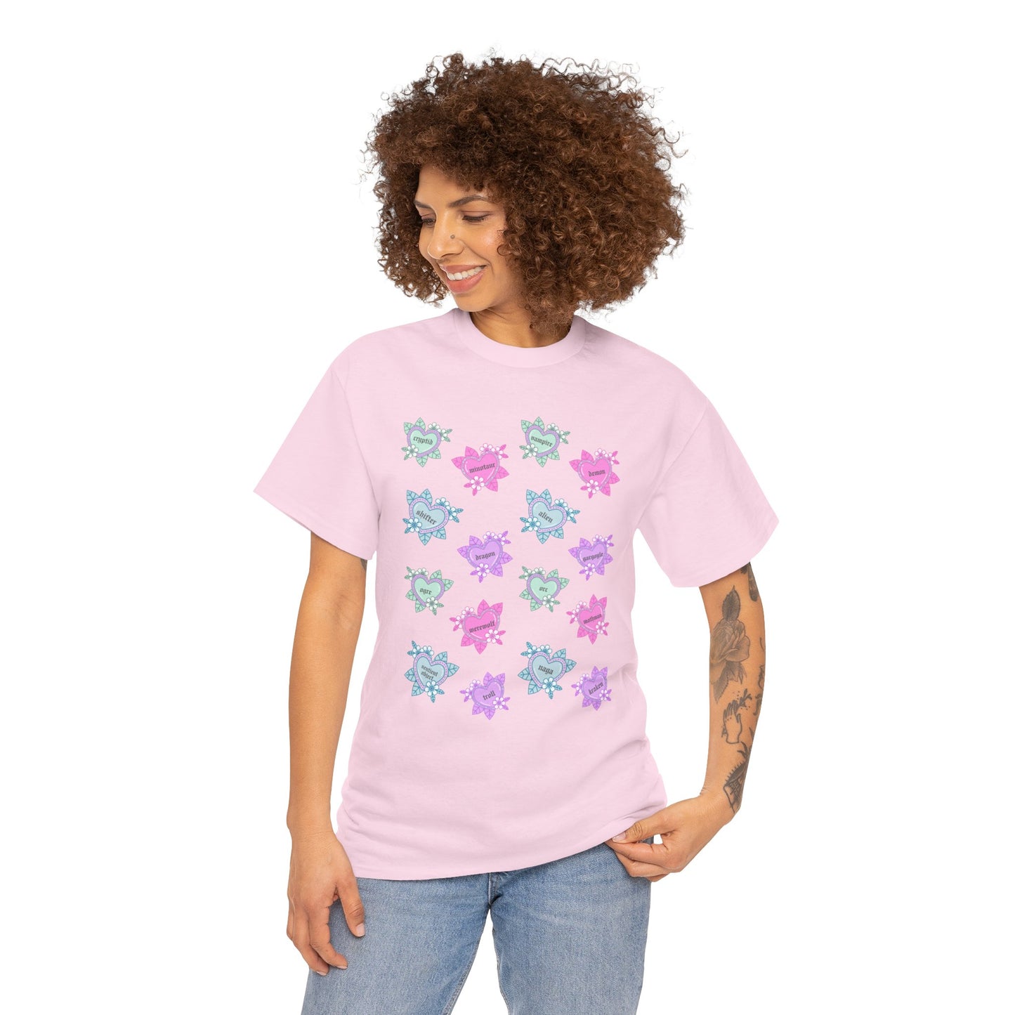 Monster Tattoo Hearts Unisex Heavy Cotton Tee