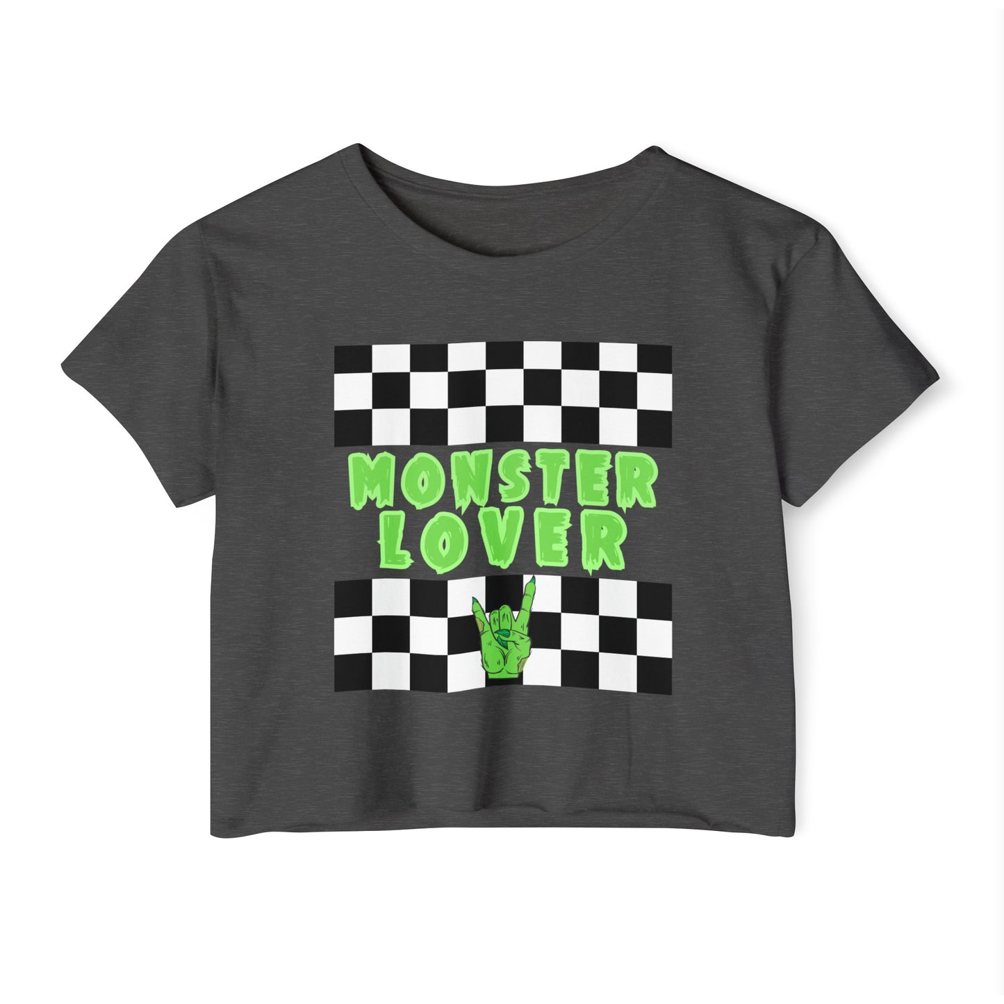 Checker Monster Lover Women's Festival Crop Top