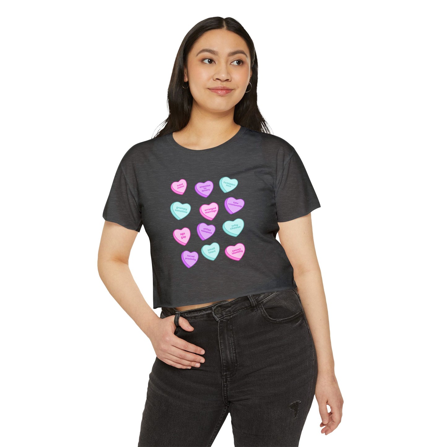 Candy Hearts Tropes Women's Festival Crop Top