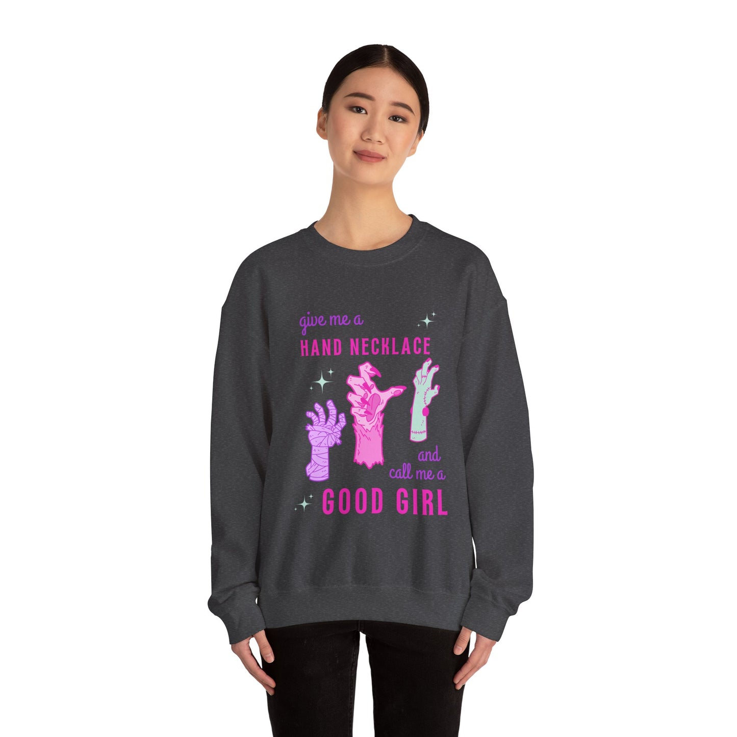 Hand Necklace Unisex Heavy Blend™ Crewneck Sweatshirt