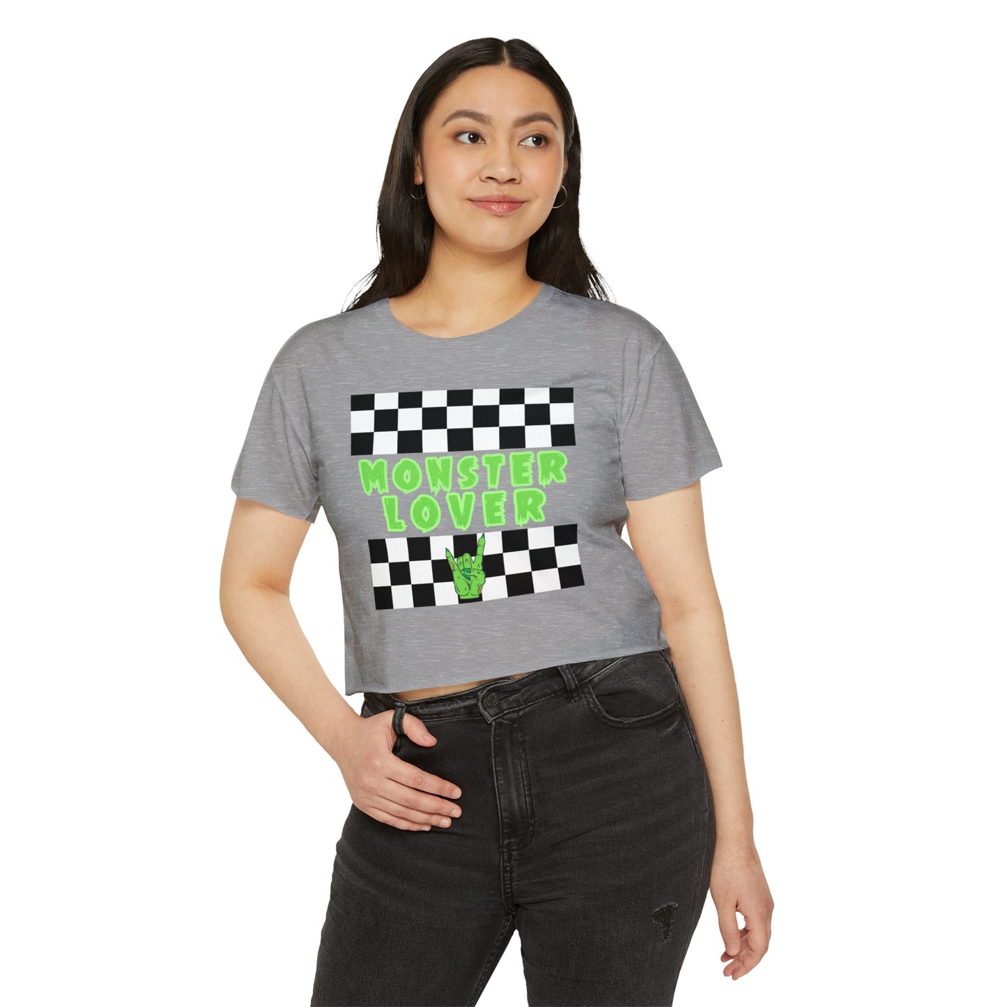 Checker Monster Lover Women's Festival Crop Top